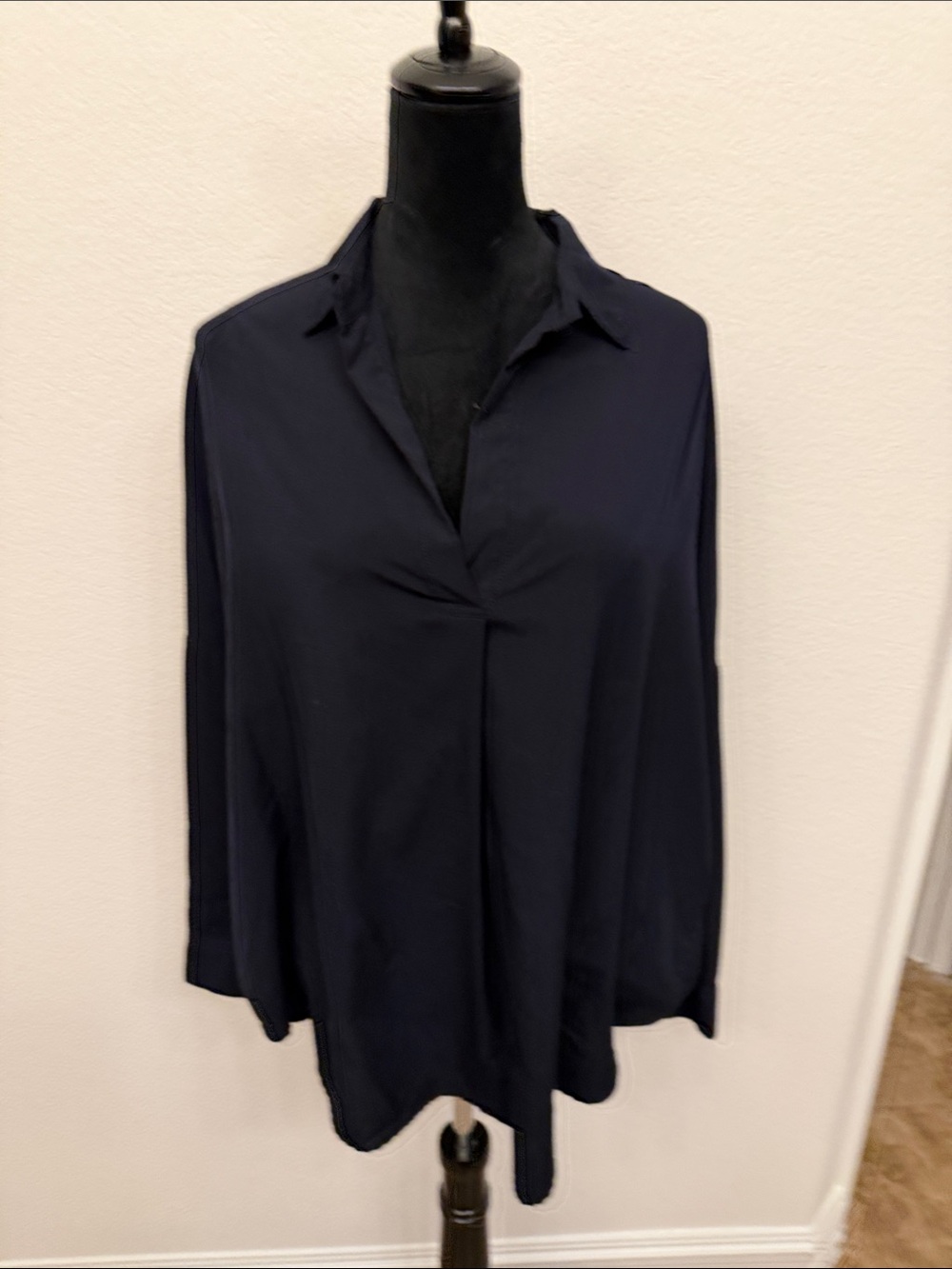 French Connection Navy Button-Down Collared Blouse